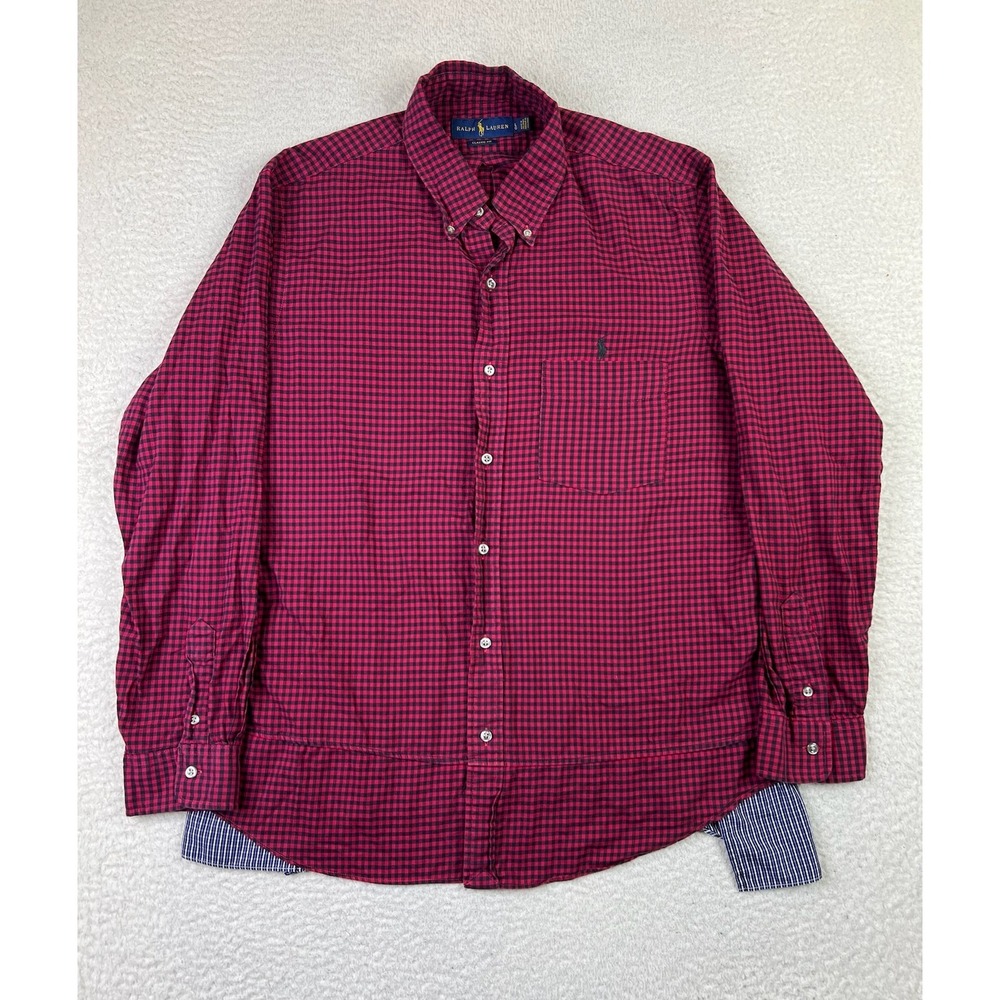 Ralph Lauren Shirt Mens Large Plaid Classic Fit Long Sleeve Pocket Button Down